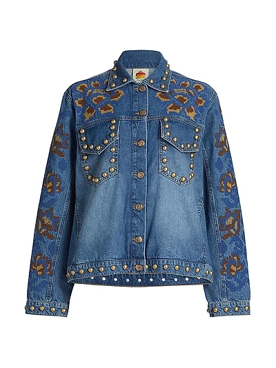 Studded Floral Denim Jacket