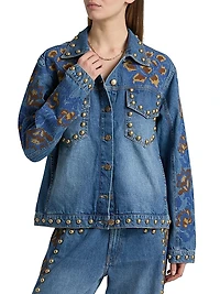 Studded Floral Denim Jacket