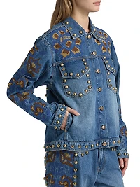 Studded Floral Denim Jacket