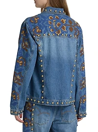 Studded Floral Denim Jacket