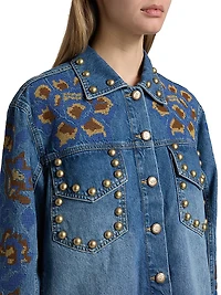 Studded Floral Denim Jacket