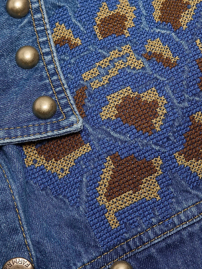 Studded Floral Denim Jacket