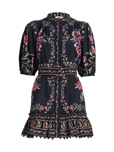 Belle Garden Floral Cotton-Blend Minidress