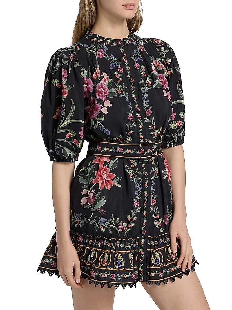 Belle Garden Floral Cotton-Blend Minidress