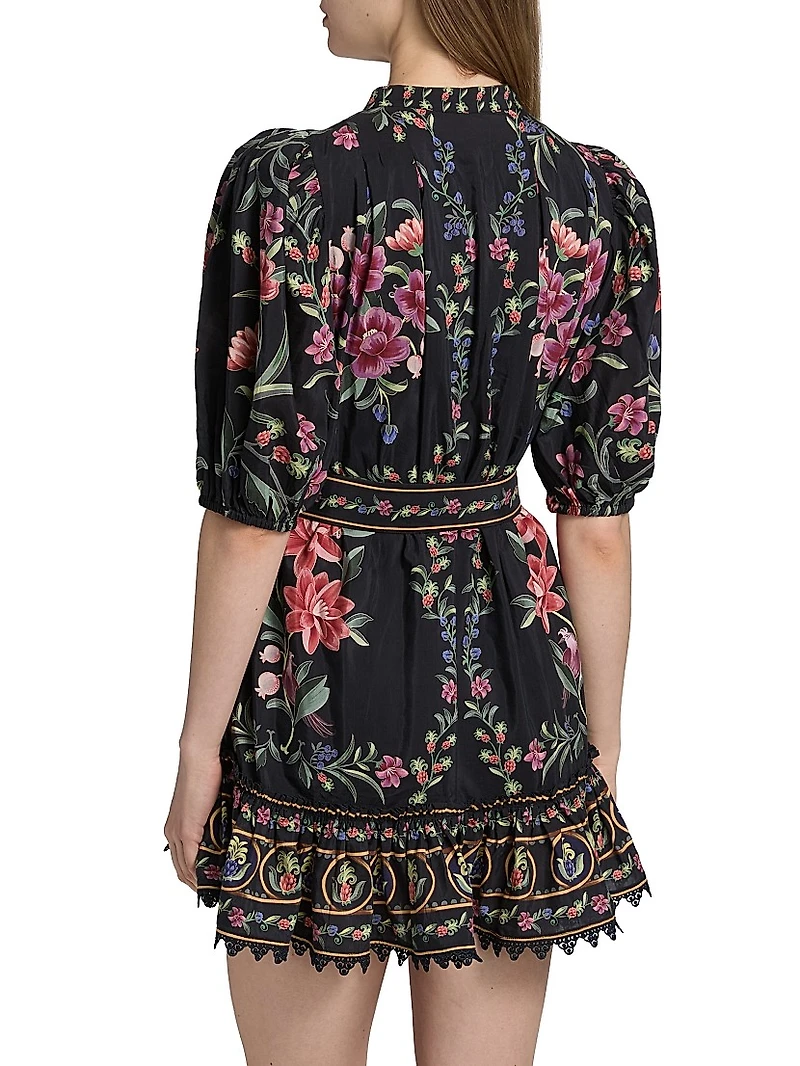 Belle Garden Floral Cotton-Blend Minidress
