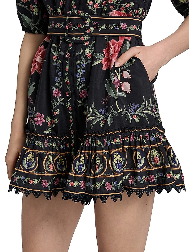 Belle Garden Floral Cotton-Blend Minidress