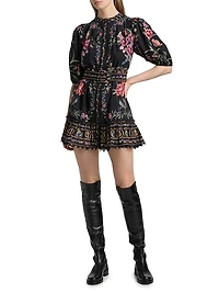 Belle Garden Floral Cotton-Blend Minidress
