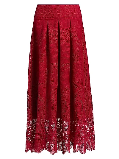 Boho Garden Guipure Lace Midi-Skirt