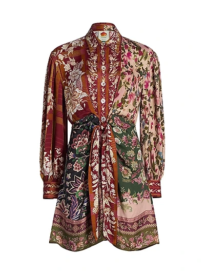 Winter Garden Floral Satin Minidress