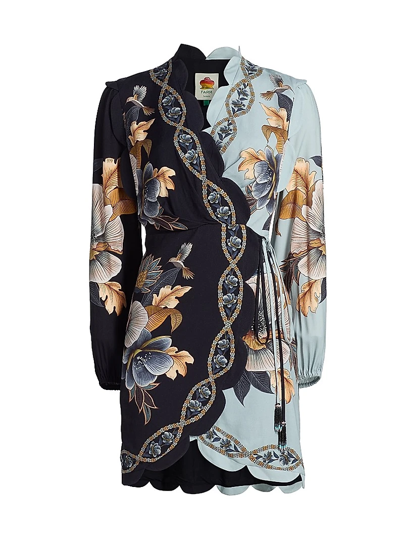 Snake Garden Floral Crêpe Wrap Minidress