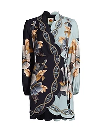 Snake Garden Floral Crêpe Wrap Minidress