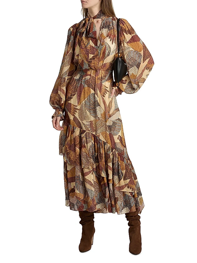 Dotted Macaws Graphic Maxi Dress