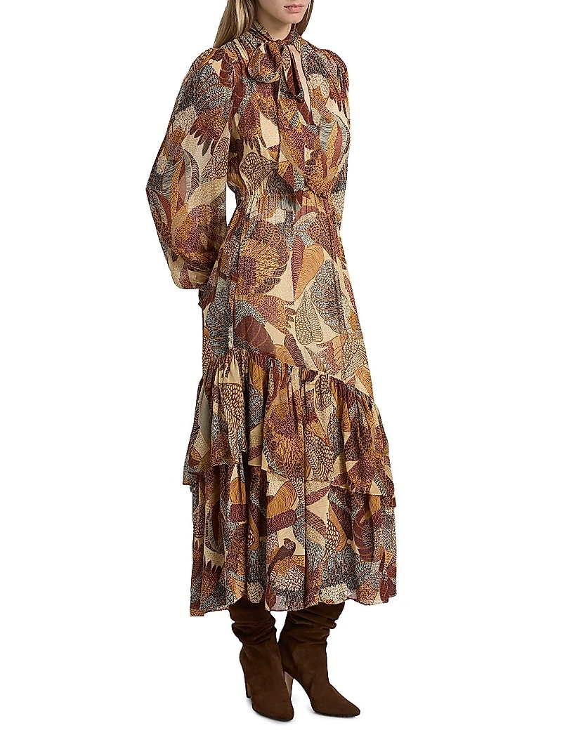 Dotted Macaws Graphic Maxi Dress