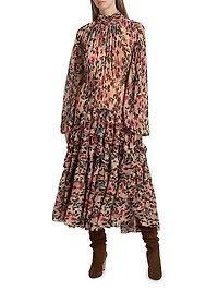 Blurry Tiny Flowers Floral Maxi Dress