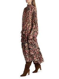 Blurry Tiny Flowers Floral Maxi Dress
