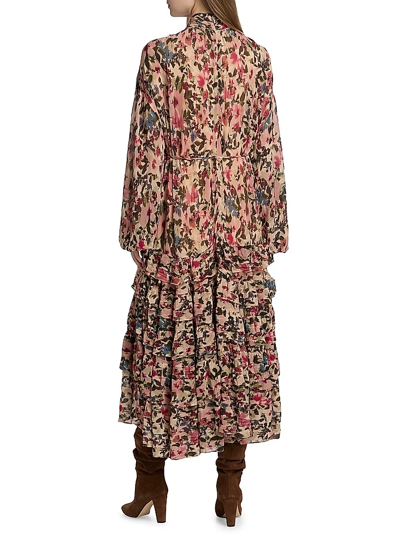 Blurry Tiny Flowers Floral Maxi Dress