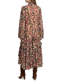 Blurry Tiny Flowers Floral Maxi Dress