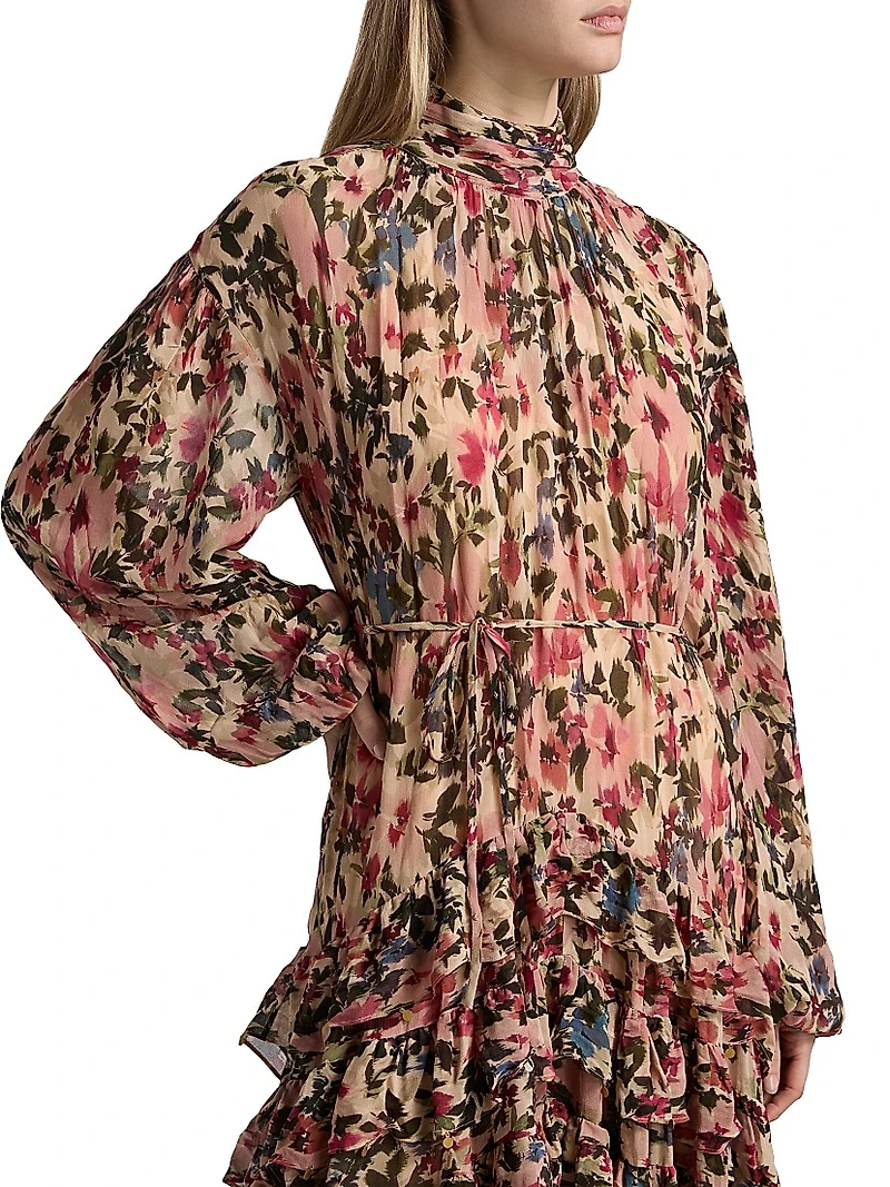 Blurry Tiny Flowers Floral Maxi Dress