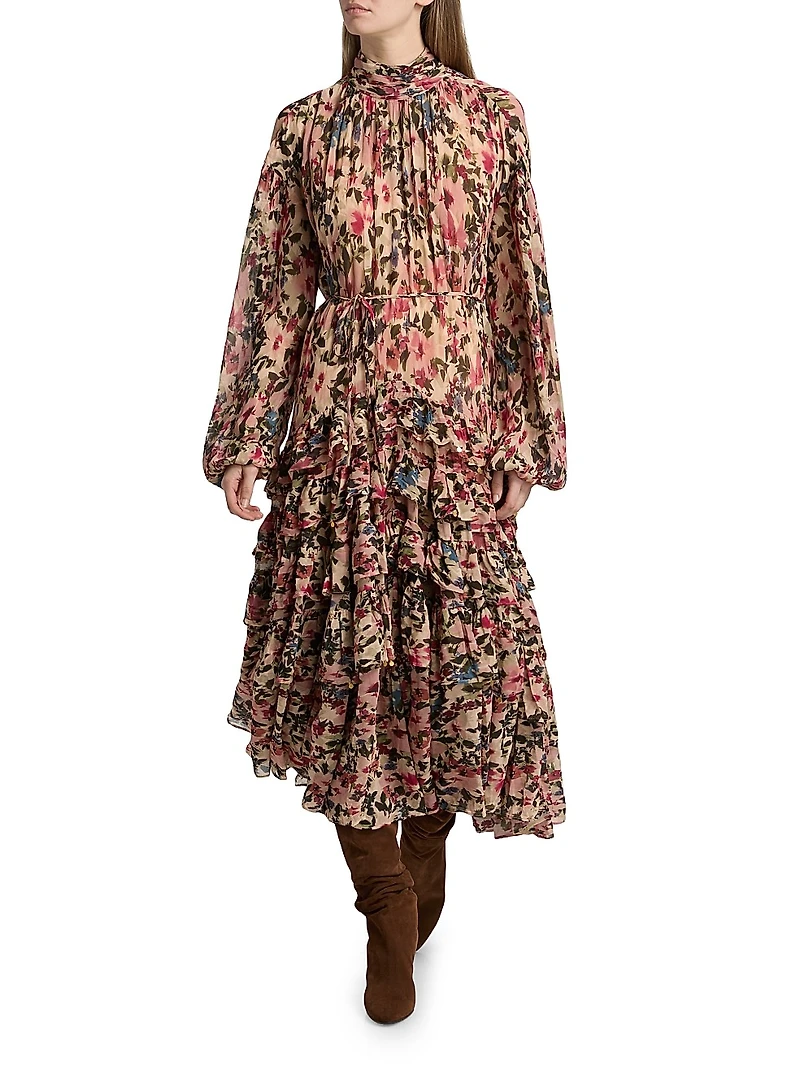 Blurry Tiny Flowers Floral Maxi Dress