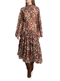 Blurry Tiny Flowers Floral Maxi Dress