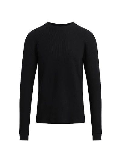 Waffle-Knit Long-Sleeve T-Shirt