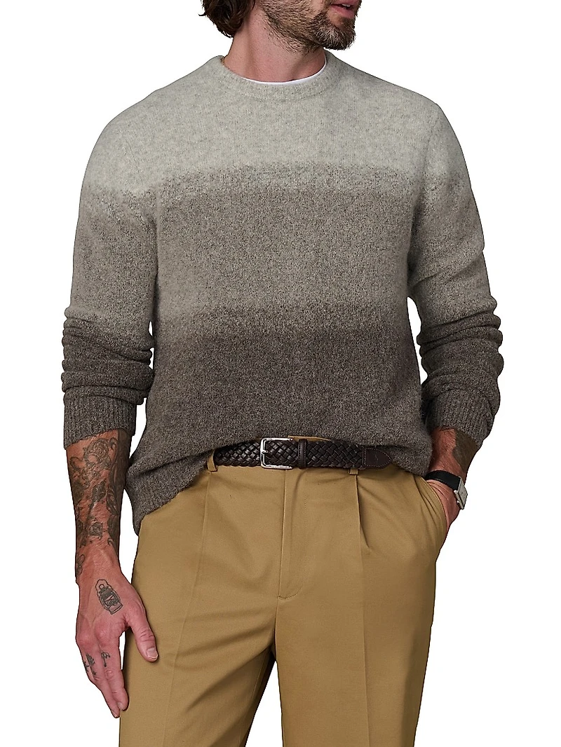 Ombré Striped Wool Crewneck Sweater