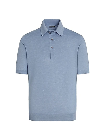 Silk Cashmere and Linen Polo Shirt