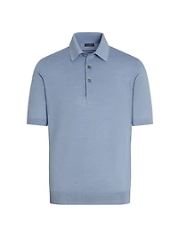 Silk Cashmere and Linen Polo Shirt