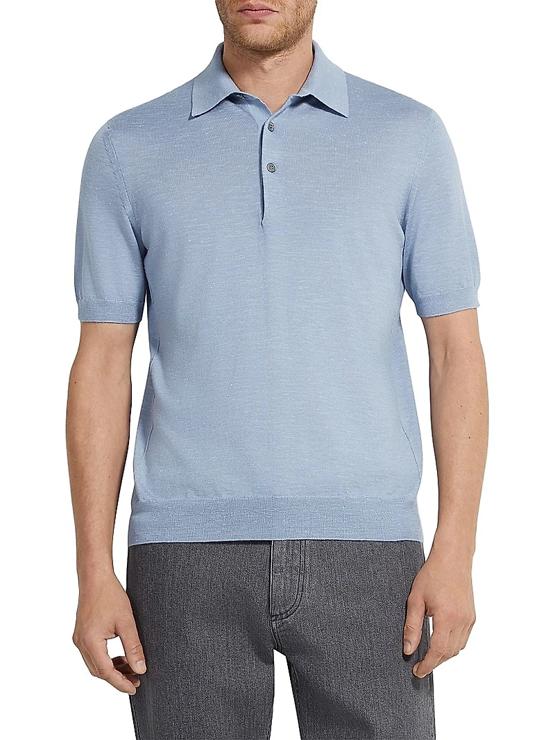Silk Cashmere and Linen Polo Shirt