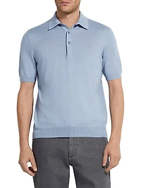 Silk Cashmere and Linen Polo Shirt