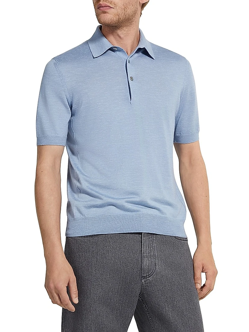 Silk Cashmere and Linen Polo Shirt