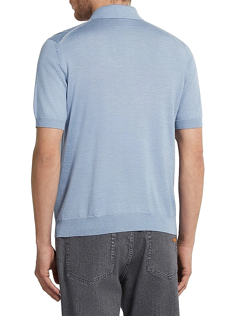 Silk Cashmere and Linen Polo Shirt