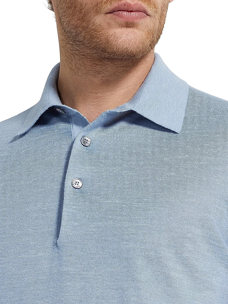 Silk Cashmere and Linen Polo Shirt