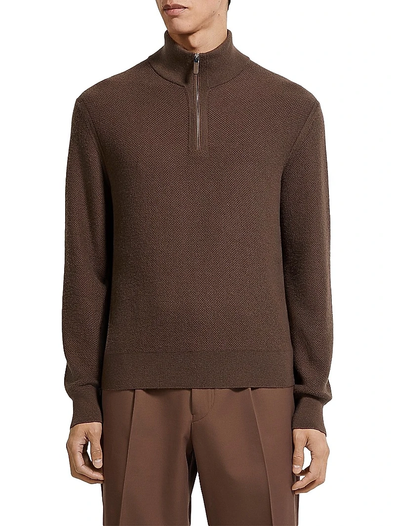 Oasi Cashmere Zip Mock Neck Sweater