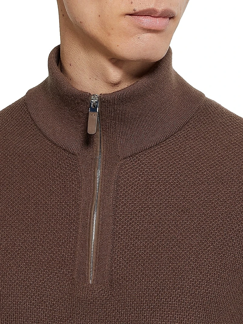 Oasi Cashmere Zip Mock Neck Sweater