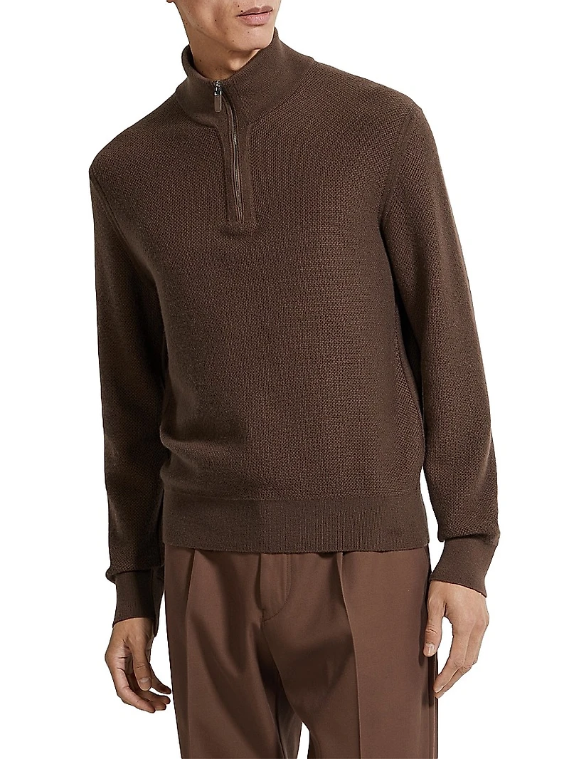 Oasi Cashmere Zip Mock Neck Sweater