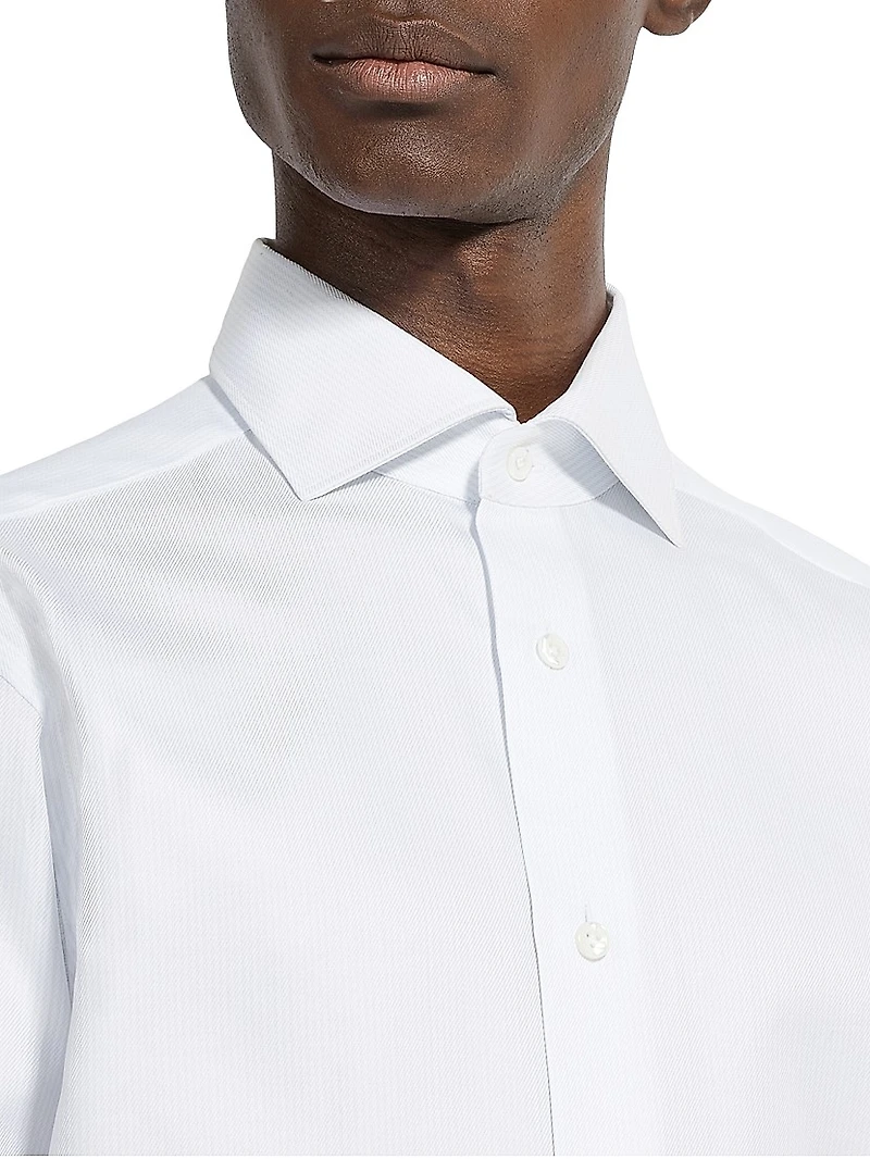 Structured Micro-Striped Centoventimila Cotton Shirt