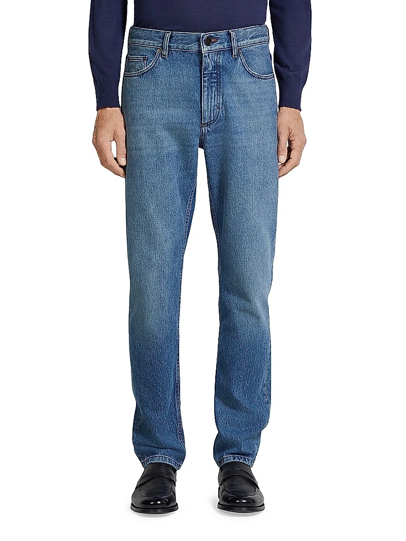 Stone-Washed Cotton Roccia Jeans
