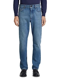 Stone-Washed Cotton Roccia Jeans