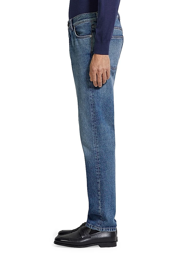 Stone-Washed Cotton Roccia Jeans