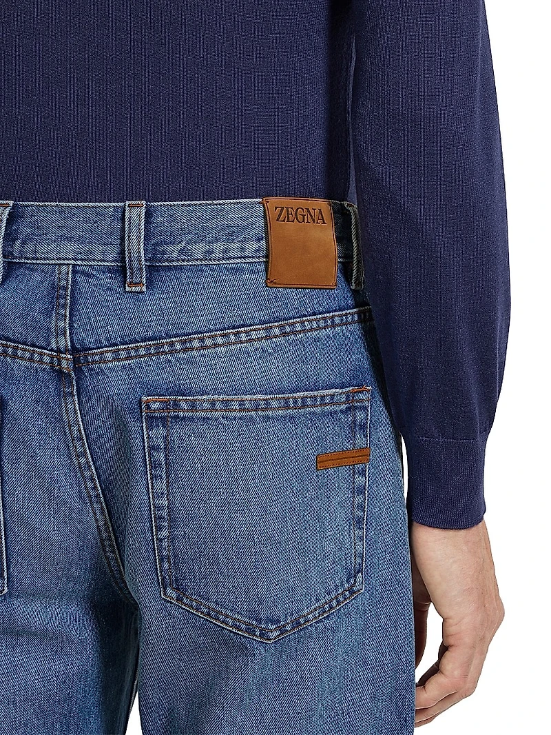 Stone-Washed Cotton Roccia Jeans