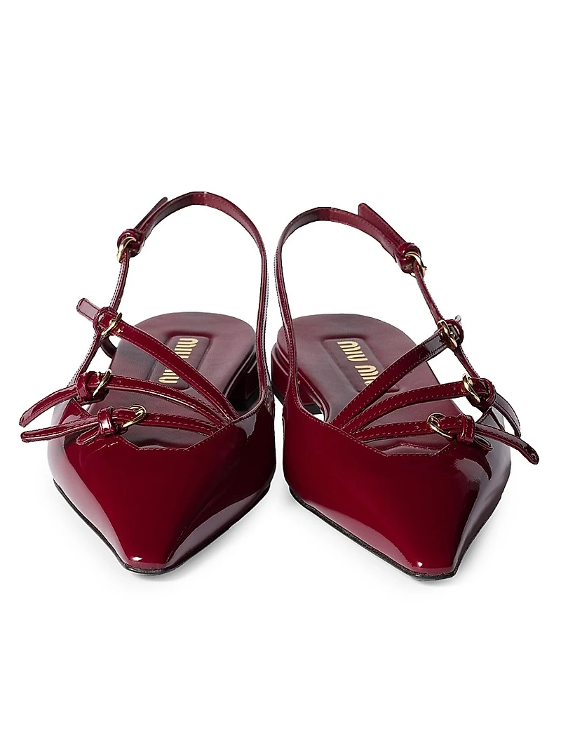 Patent Leather Slingback Ballerinas with Buckles