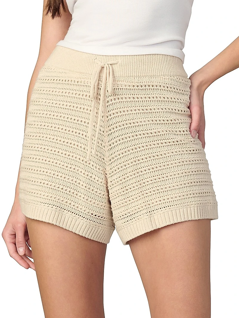 The Arlo Cotton-Blend Crochet-Knit Shorts