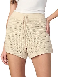 The Arlo Cotton-Blend Crochet-Knit Shorts