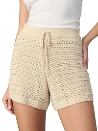 The Arlo Cotton-Blend Crochet-Knit Shorts