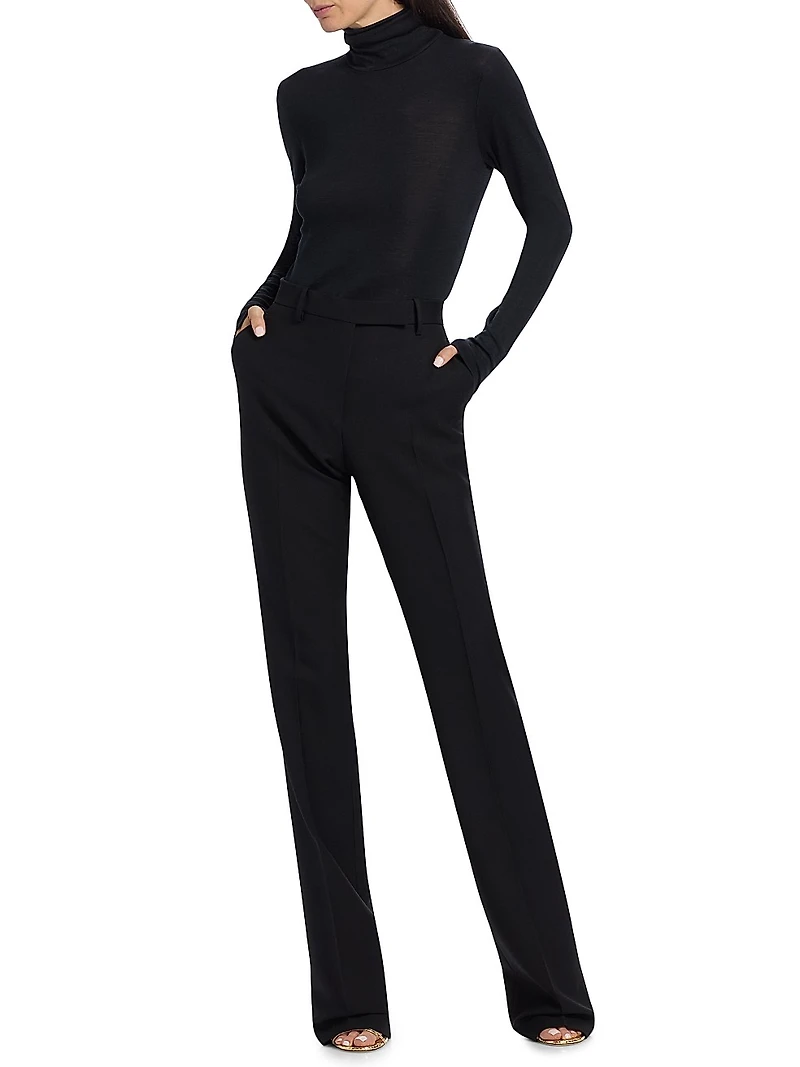 Wool-Blend Straight-Leg Pants