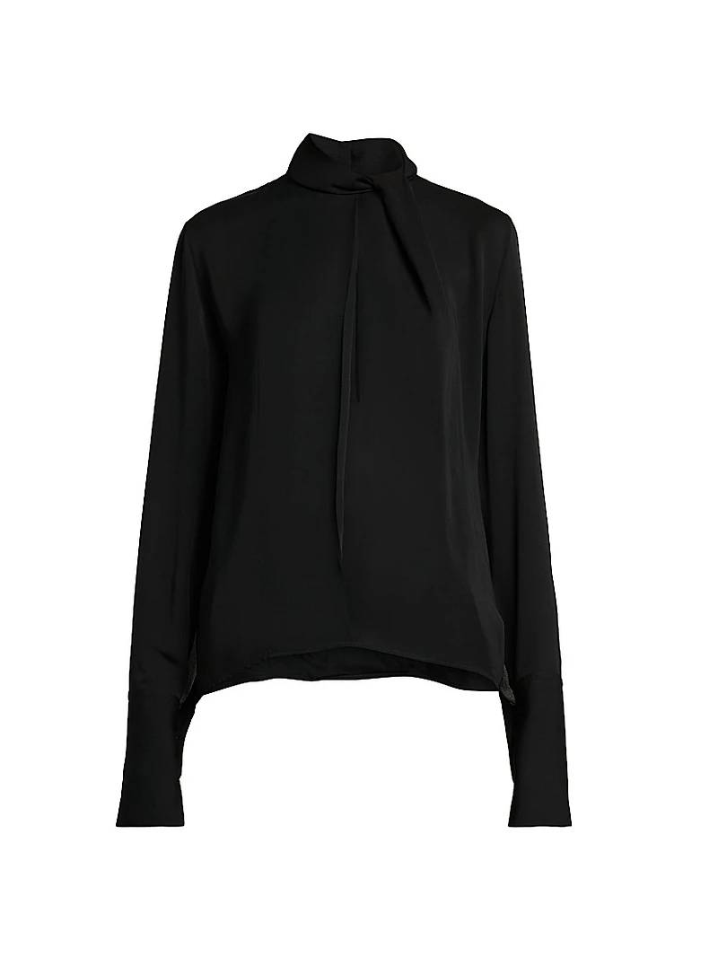 Silk-Georgette Tieneck Blouse