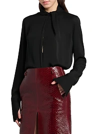 Silk-Georgette Tieneck Blouse