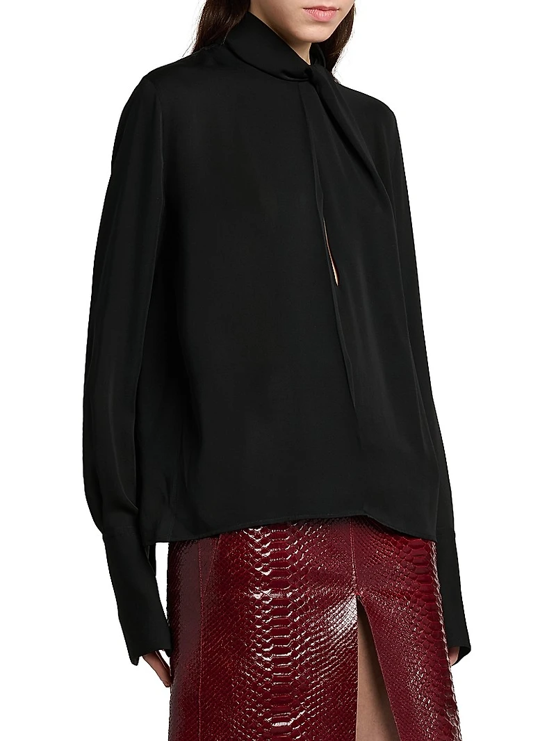 Silk-Georgette Tieneck Blouse