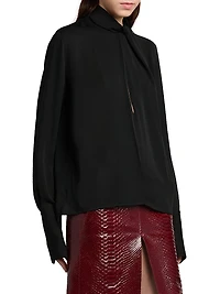 Silk-Georgette Tieneck Blouse